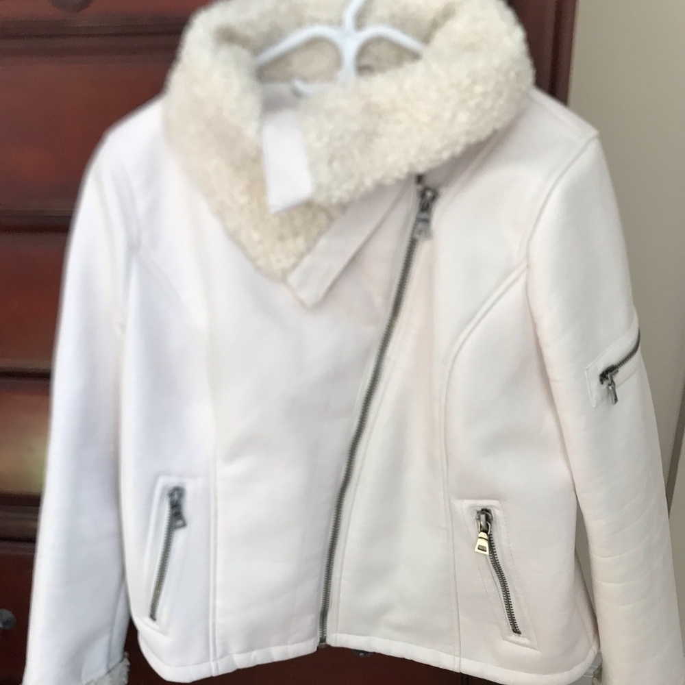 Girls' Cream Faux-Sherpa Zip Jacket